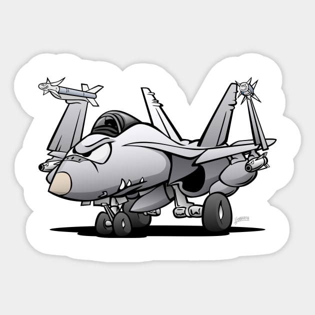 F/A-18 Hornet Fighter Jet Airplane Cartoon Sticker by hobrath